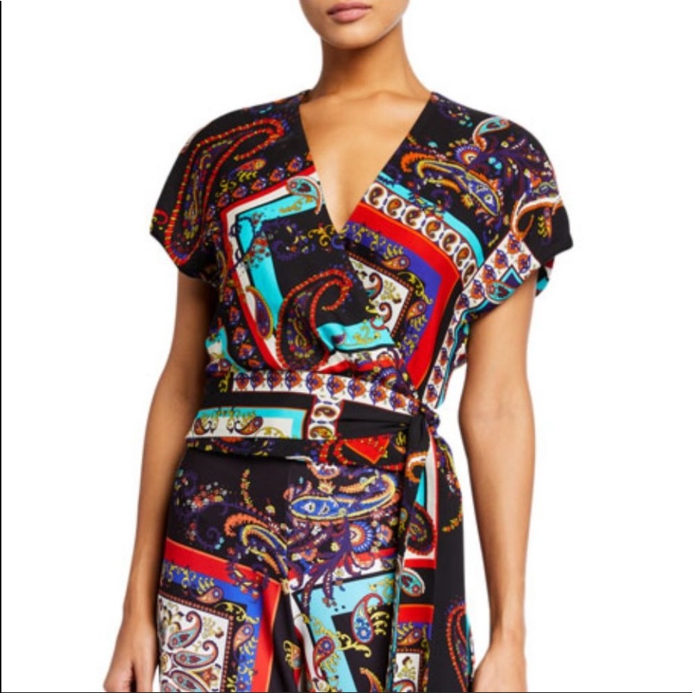 Alice + Olivia Royal paisley wrap top Large - Picture 2 of 14